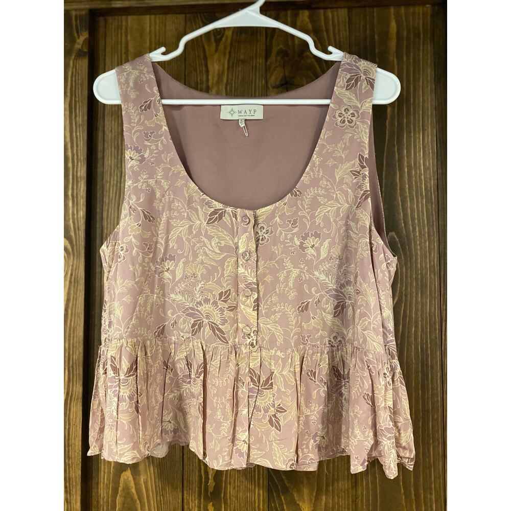 WAYF Crop Ruffle Hem Peplum Tank